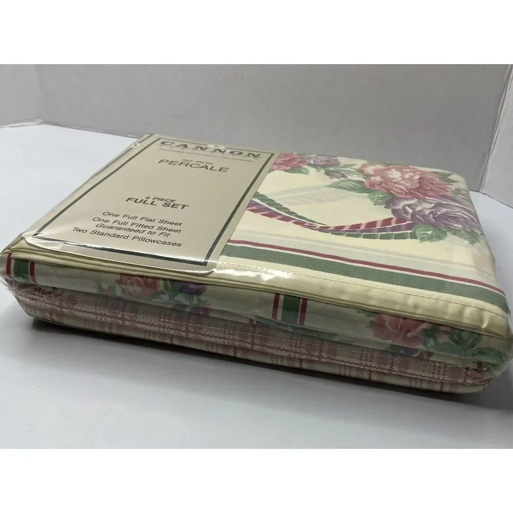 Cannon Monticello Full Flat Sheet VTG New Sealed Complete Set Nice Pattern‎